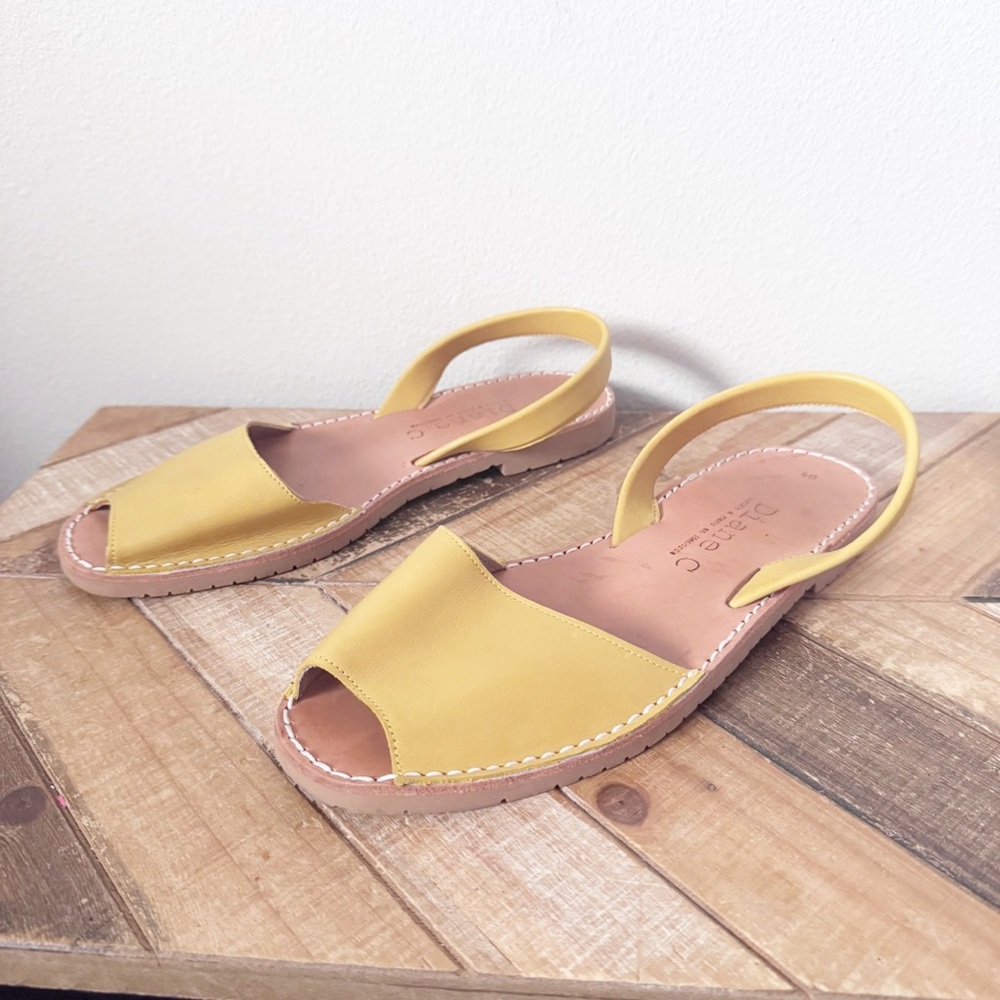 Diane C Golden Yellow Leather Sandals - Picture 1 of 10
